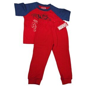 Marvel Spiderman Print Toddler Short Sleeve Shirt & Jogger Red Set Size 3T